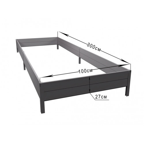 Грядка ПВХ 3х1м, высота 27 см серая