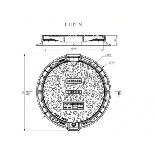 Люк чугунный круглый AQUASTOK Terra Islands 750 С250