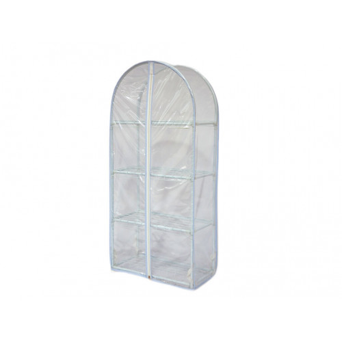 Белая теплица c округлым верхом 46*24*100 см, 4 полки с чехлом