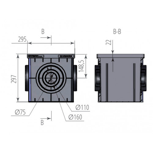 Дождеприёмник пластиковый (пустой) 300х300