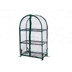 Зеленая теплица c округлым верхом 46*24*75 см, 3 полки с чехлом