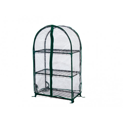 Зеленая теплица c округлым верхом 46*24*75 см, 3 полки с чехлом