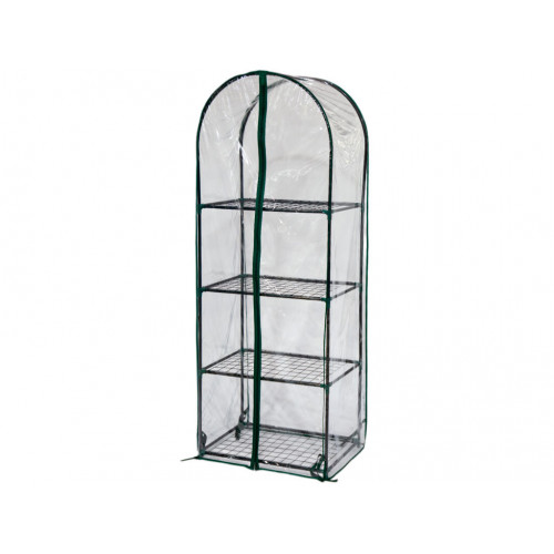 Зеленая теплица c округлым верхом 59*39*160 см, 4 полки с чехлом