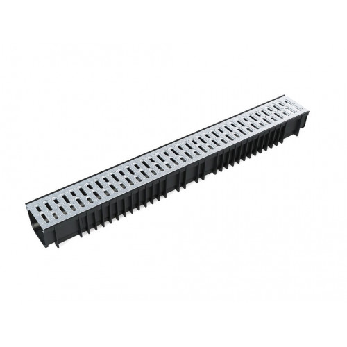 Лоток пластиковый SteePlain DN100 H100 с решеткой стальной тип 1