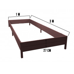 Грядка ПВХ 3х1м, высота 27 см коричневая