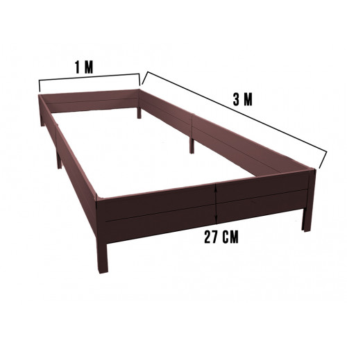 Грядка ПВХ 3х1м, высота 27 см коричневая