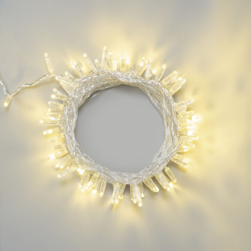 Гирлянда Нить с Колпачком 10м Шампань 220В, 100 LED, Провод Прозрачный ПВХ, IP65,PST100CAP-10-2CH