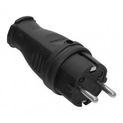 Вилка каучук. прямая 2Р+РЕ 16А 220В IP44