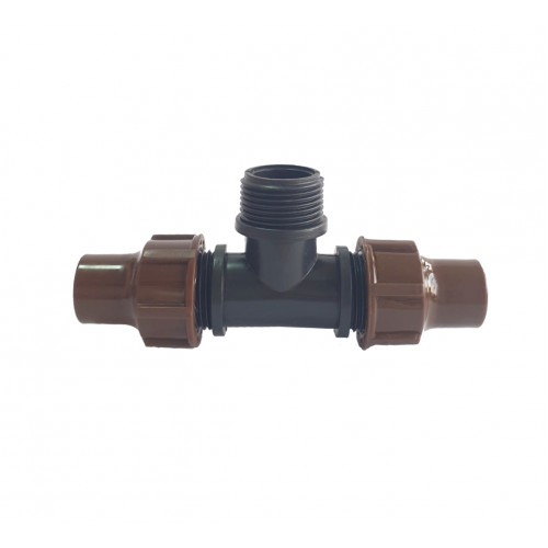 DROPBYDROP - тройник НР-  кап линии\тип RB\ накидная гайка 16х3/4НРх16\  коричневый