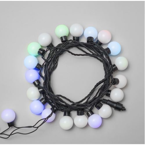 Гирлянда "Шарики" 5м RGB 220В, Диаметр Шарика 40мм, 20 LED, Провод Черный Каучук, IP65,HB20-1-2RGB