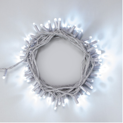 Гирлянда Нить 10м Белая 24В, 100 LED, Провод Серый Каучук 2,3мм, IP65,ECO100-5-1W