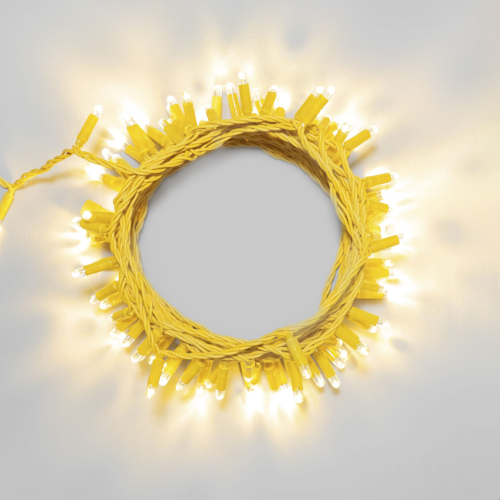 Гирлянда Нить 10м Тепло-Белая 220В, 100 LED, Провод Золотой Каучук 2,3мм, IP65,ECO100-2-2WW