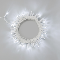 Гирлянда Нить 10м Белая 220В, 100 LED, Провод Белый Каучук 2,3мм, IP65,ECO100-8-2W