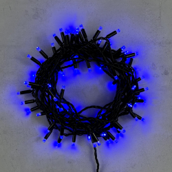 Гирлянда Нить с Колпачком 10м Синяя 24В, 100 LED, Провод Черный ПВХ, IP65,PST100CAP-11-1B
