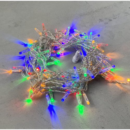 Гирлянда Нить с Колпачком 10м Разноцветная 24В, 100 LED Провод Прозрачный ПВХ, IP65,PST100CAP-10-1M