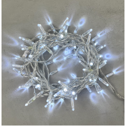 Гирлянда Нить с Колпачком 10м Белая 220В, 100 LED, Провод Прозрачный ПВХ, IP65,PST100CAP-10-2W