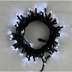 Гирлянда Нить с Колпачком 10м Белая 24В, 100 LED, Провод Черный ПВХ, IP65,PST100CAP-11-1W