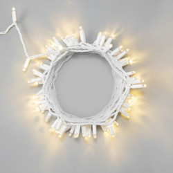 Гирлянда Нить 10м Тепло-Белая 24В, 100 LED, Провод Белый Каучук 2,3мм, IP65,EC0100-8-1WW