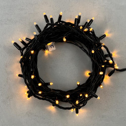 Гирлянда Нить 10м Экстра Тепло-Белая 220В, 100 LED, Провод Черный Каучук 2,3мм, IP65,EC0100-1-2EWW
