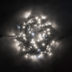 Гирлянда Нить 10м Белая с Мерцанием Белого Диода 24В, 100 LED, Провод Черный ПВХ, IP54,PST100BLW-11-