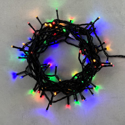 Гирлянда Нить 10м Разноцветная 24В, 100 LED, Провод Черный ПВХ, IP54,PST100-11-1M