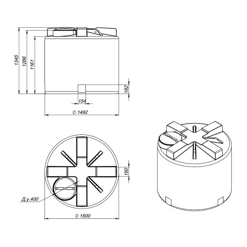 Емкость Экопром T 2000 л (черная)