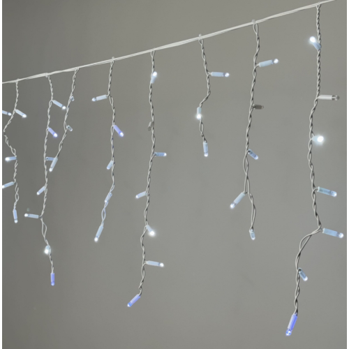 Гирлянда Бахрома 3,1 x 0,5 м Белая с Мерцанием Белого Диода 220В, 120 LED, Провод Белый Каучук 2,3мм
