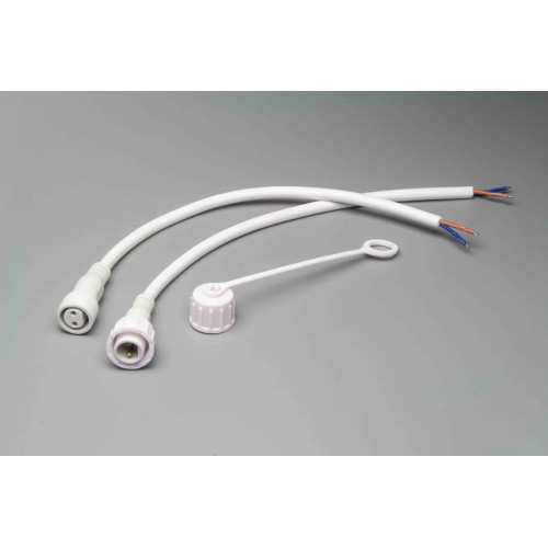 Коннектор 220В Папа-Мама 2 pin 30см Провод Белый Каучук 2х1, IP65,LC-00341
