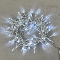Гирлянда Нить с Колпачком 10м Белая 24В, 100 LED, Провод Прозрачный ПВХ, IP65,PST100CAP-10-1W