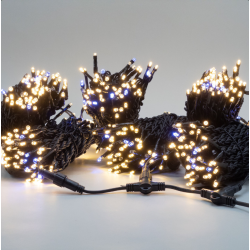 Комплект 3 Тепло-Белых Нити по 20м с Мерцанием Белого Диода, 600 LED, Провод Черный Каучук 2,3мм, IP Комплект 3 Тепло-Белых Нити по 20м с Мерцанием Белого Диода, 600 LED, Провод Черный Каучук 2,3мм, IP
