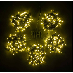 Комплект 5 Тепло-Белых Нитей по 20м с Мерцанием Белого Диода, 1000 LED, Провод Черный ПВХ, IP54,KDD1 Комплект 5 Тепло-Белых Нитей по 20м с Мерцанием Белого Диода, 1000 LED, Провод Черный ПВХ, IP54,KDD1