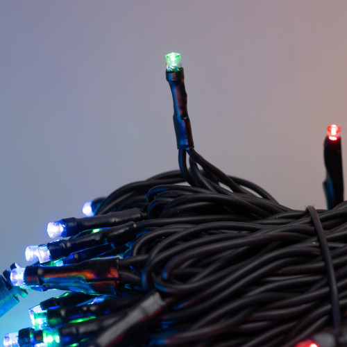 Комплект 5 Разноцветных Нитей по 20м, 1000 LED, Провод Черный Каучук 2,3мм, IP54
