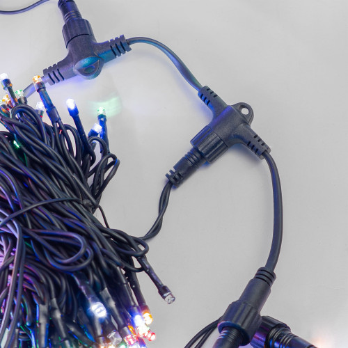 Комплект 5 Разноцветных Нитей по 20м с Мерцанием Белого Диода, 1000 LED, Провод Черный Каучук 2,3мм, IP54