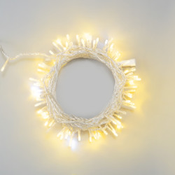 Гирлянда Нить 10м Тепло-Белая с Мерцанием Белого Диода 220В, 100 LED, Провод Прозрачный ПВХ, IP54