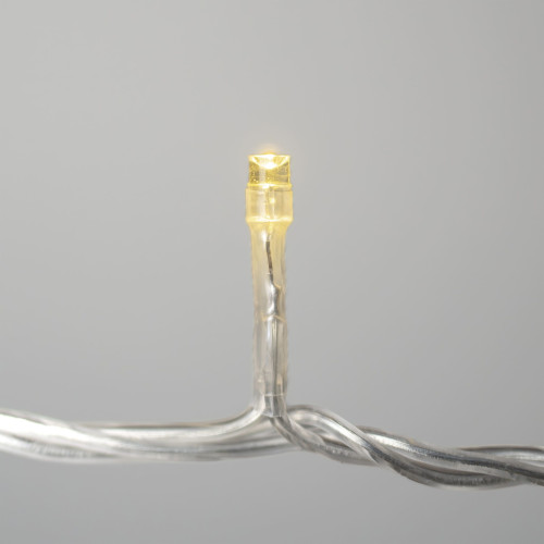 Гирлянда Нить 10м Тепло-Белая с Мерцанием Белого Диода 220В, 100 LED, Провод Прозрачный ПВХ, IP54