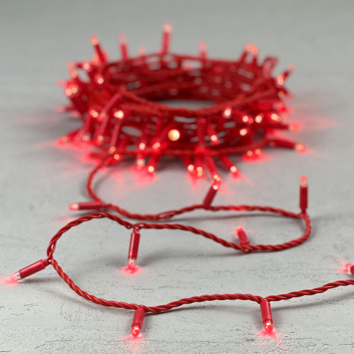 Гирлянда Нить с Колпачком 10м Красная 220В, 100 LED, Провод Красный ПВХ, IP65 Гирлянда Нить с Колпачком 10м Красная 220В, 100 LED, Провод Красный ПВХ, IP65