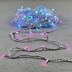 Гирлянда Нить 10м Разноцветная 220В, 100 LED, Провод Белый Каучук, IP65