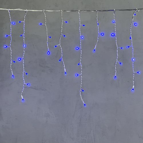 Гирлянда Бахрома 3 x 0,5 м Синяя 220В, 150 LED, Провод Прозрачный Силикон, IP65