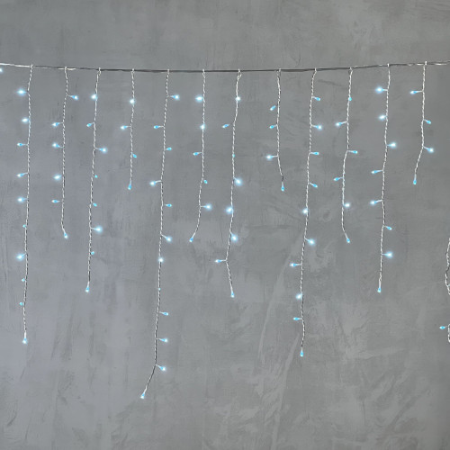 Гирлянда Бахрома 5 x 0,9 м Небесно-Голубая 220В, 348 LED, Провод Прозрачный Силикон, IP65