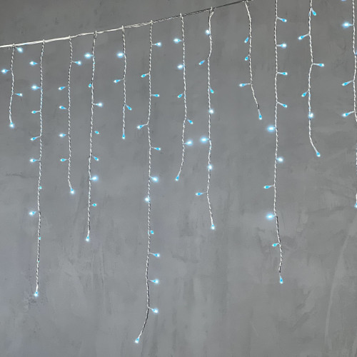 Гирлянда Бахрома 5 x 0,9 м Небесно-Голубая 220В, 348 LED, Провод Прозрачный Силикон, IP65