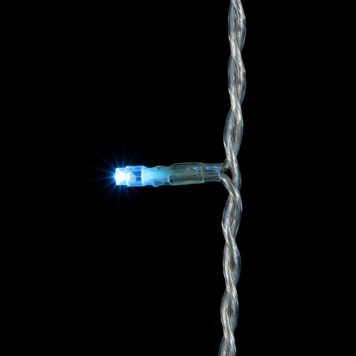 Гирлянда Бахрома 1 x 1 м Небесно-Голубая 220В, 65 LED, Провод Прозрачный Силикон, IP65