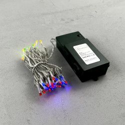 Гирлянда Нить на Батарейках с Таймером 5м Разноцветная, 50 LED, Провод Прозрачный Силикон, IP65