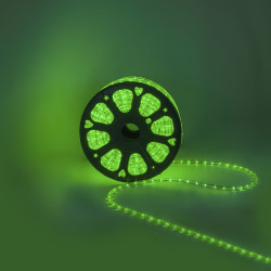 Светодиодный Дюралайт Ø13 мм Зеленый 220В, 36 LED/м, Свечение 360°, IP65, Бухта 100м