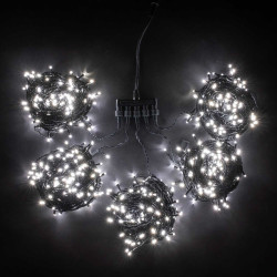 Комплект 5 Белых Нитей по 20м, 1000 LED, Провод Черный ПВХ, IP54