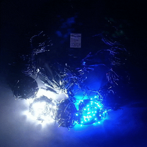 Комплект 10 Бело-Сине-Красных Нитей по 10м, 1000 LED, Провод Черный Каучук 2,3мм, IP65