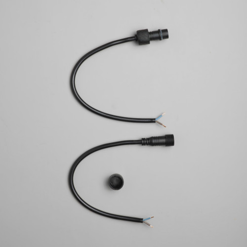 Коннектор 220В Папа-Мама 2 pin, 30см Провод Черный Каучук 2х1, IP65