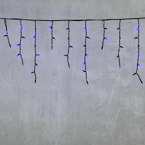 Гирлянда Бахрома 3,1 x 0,5 м Синяя 220В, 120 LED, Провод Черный Каучук, IP65