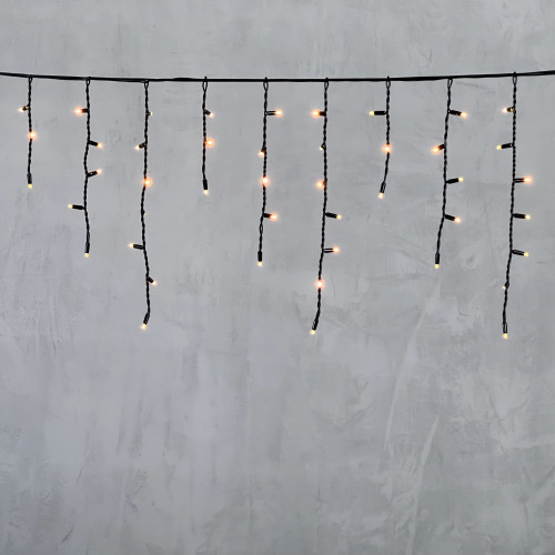 Гирлянда Бахрома 3,1 x 0,5 м Экстра Тепло-Белая 220В, 120 LED, Провод Черный Каучук, IP65