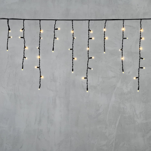 Гирлянда Бахрома 3,1 x 0,5 м Тепло-Белая 220В, 120 LED, Провод Черный Каучук, IP65