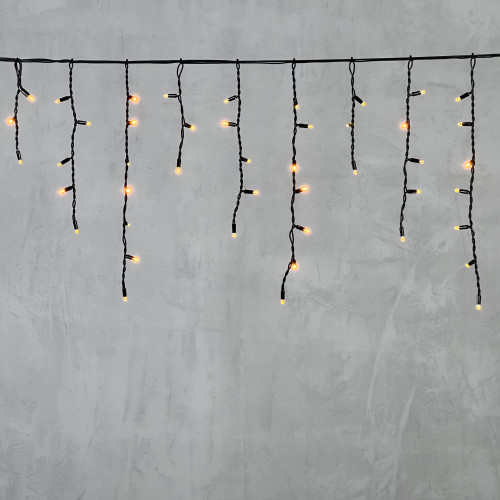 Гирлянда Бахрома 3,1 x 0,5 м Желтая 220В, 120 LED, Провод Черный Каучук, IP65
